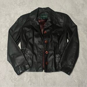 Danier Dark Brown Leather Button-Front Jacket